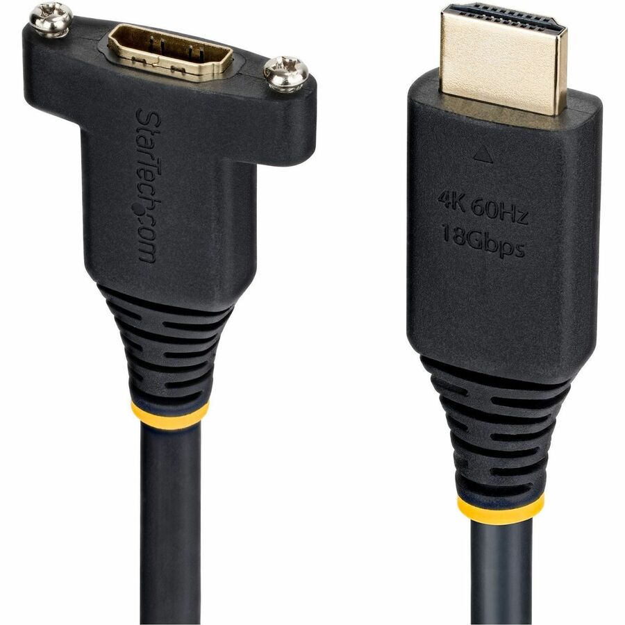 StarTech 2m (6ft) Panel Mount HDMI Cable, High Speed HDMI Panel Mount Extension Cable, 4K 60Hz, HDMI Male to Female Adapter Cable