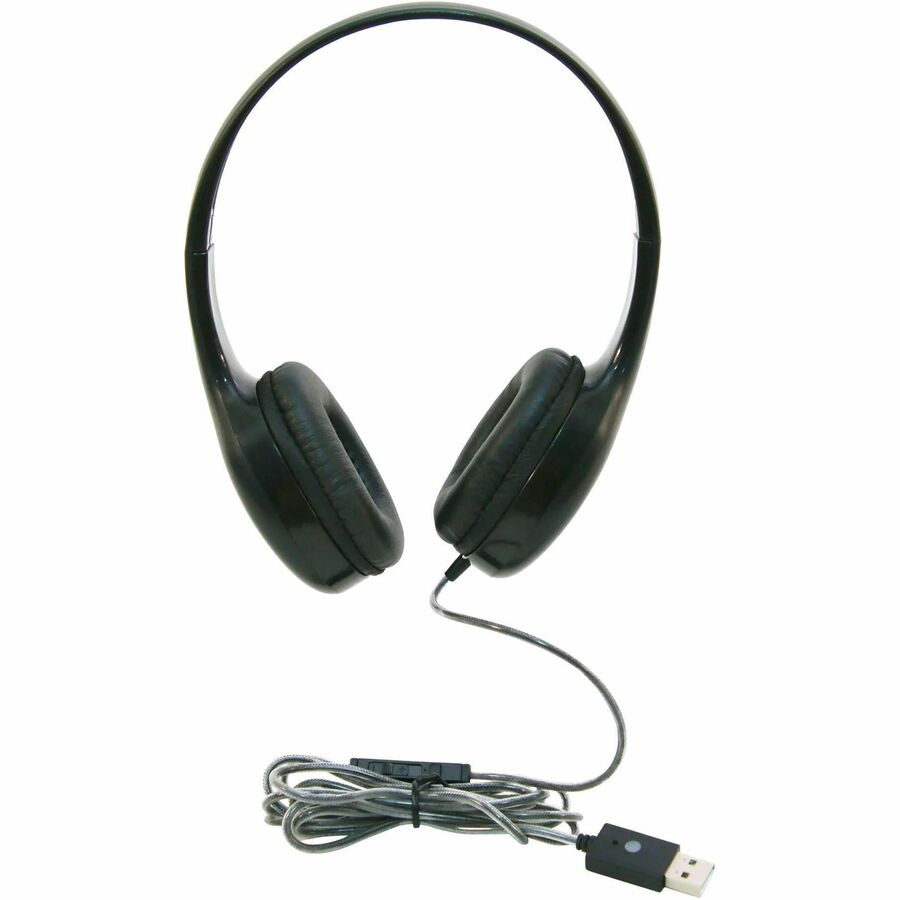 Califone KH-08 MUSB BK On-Ear Headset with Inline Microphone, USB, Black