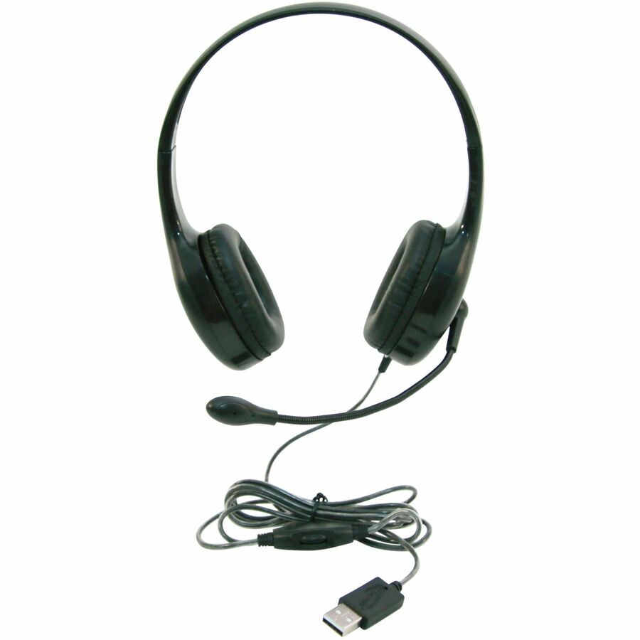 Califone KH-08 GUSB BK On-Ear Headset with Gooseneck Microphone, USB, Black