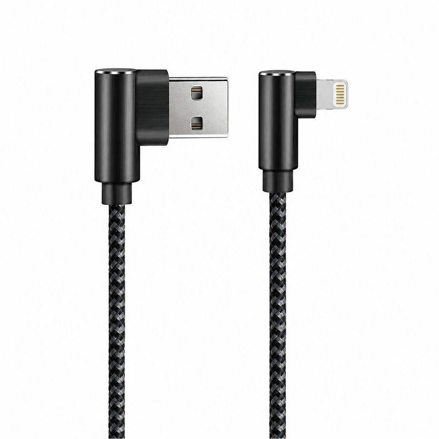 4XEM 1ft USB-A to Lightning Right-Angle Braided Cable
