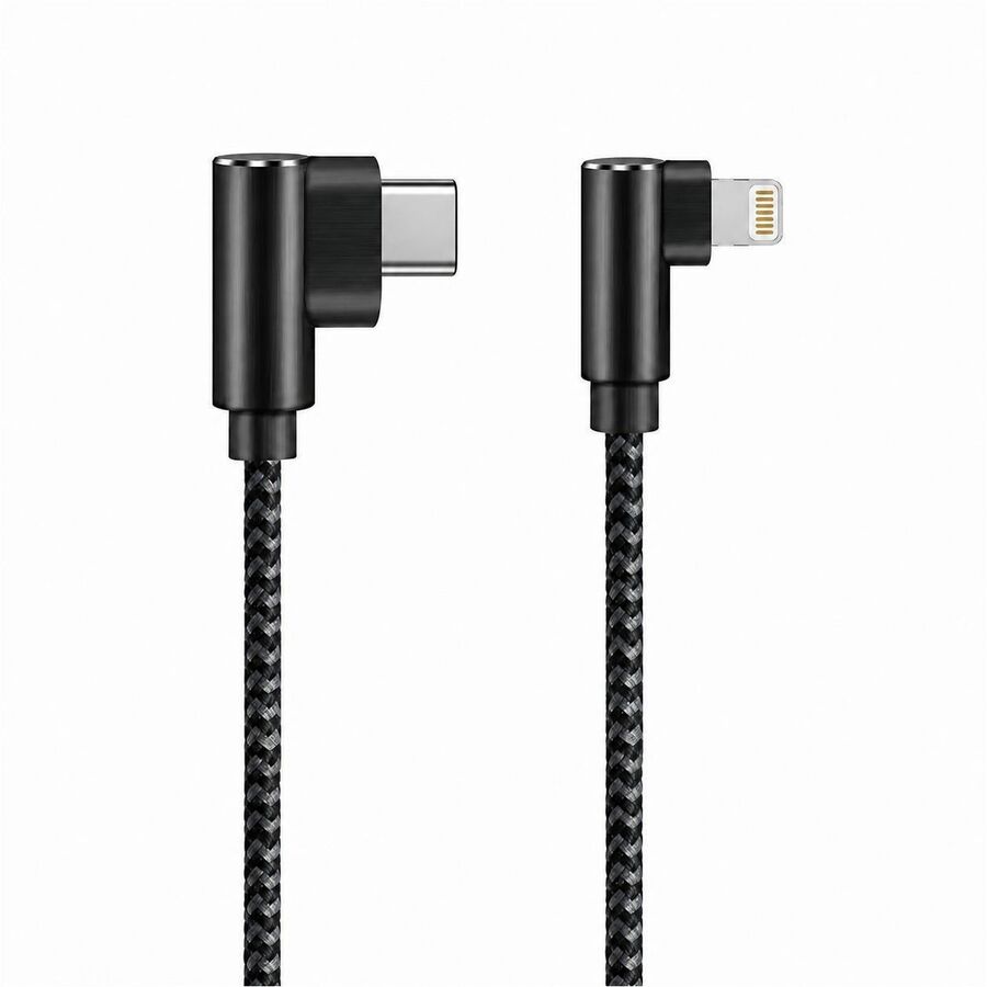 4XEM 1ft USB-C to Lightning Right-Angle Braided Cable