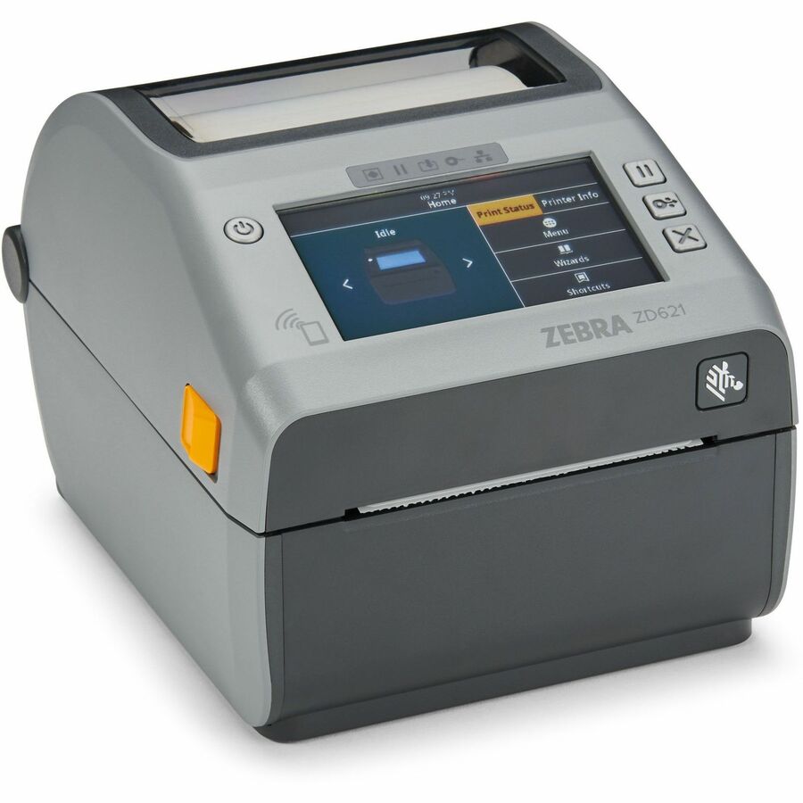 Zebra ZD621 Retail, Hospitality, Healthcare, Government, Laboratory, Kiosk, Pharmacy, Ticketing Thermal Transfer Printer - Monochrome - Desktop - Label/Receipt Print - Ethernet - USB - USB Host - Serial - Bluetooth 4.2 - IEEE 802.11ac Wireless LAN - Near Field Communication (NFC) - US - With Cutter