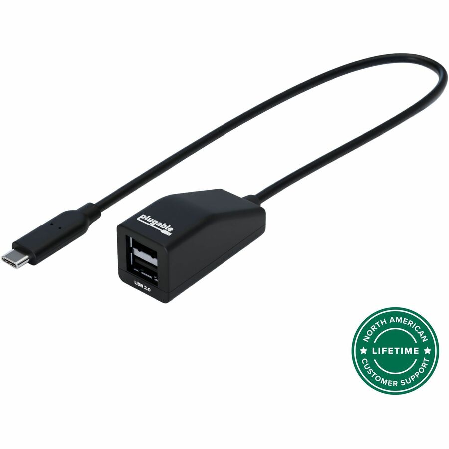 Plugable USB-C to Dual USB-A 2.0 Splitter, 2-Port Hub for USB-C Laptops: Keyboard, Mouse, Flash Drive