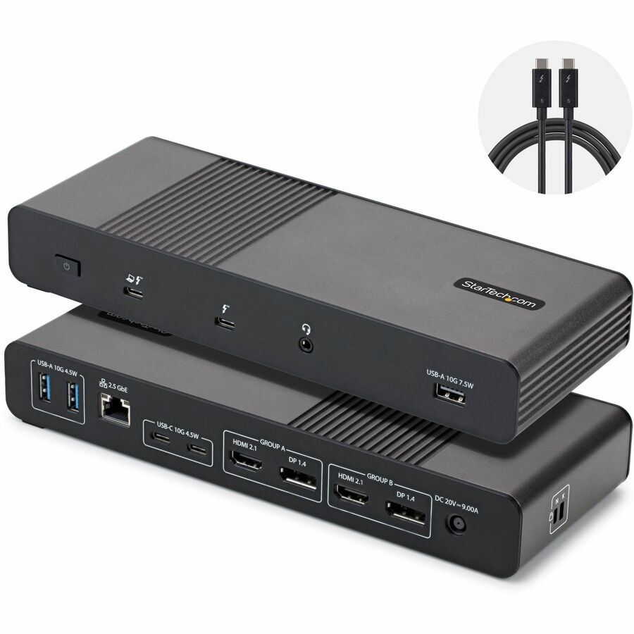 StarTech Thunderbolt 5 Universal Docking Station for Mac & Windows with Quad Monitors, 140W PD, 120Gbps, 2.5Gb Ethernet, USB-C & USB-A