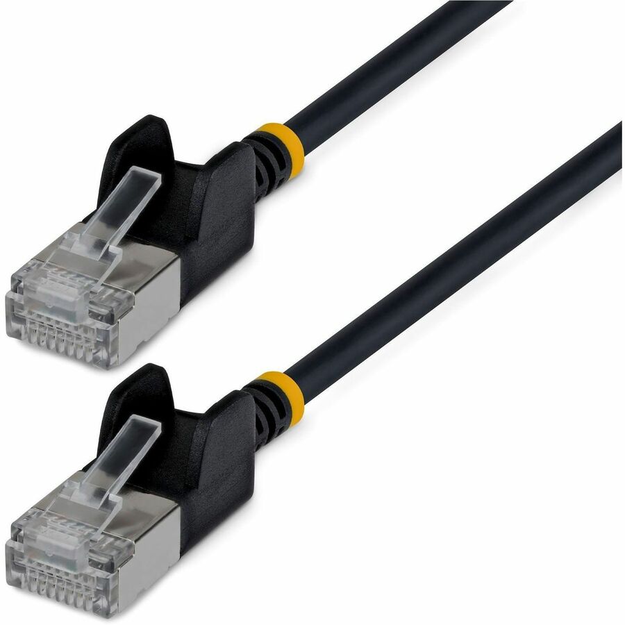 StarTech 6in Black Ultra Slim Cat6A Ethernet Cable, Snagless, FTP, Bare Copper Wire, 34AWG Slim RJ45 Patch Cord