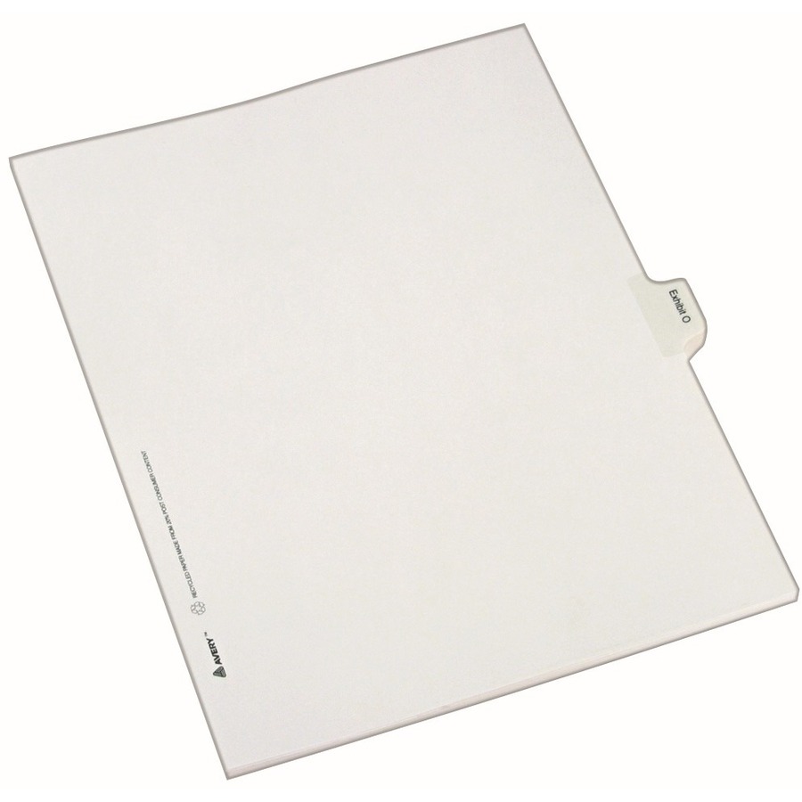 Avery® Index Divider - 25 x Divider(s) - Side Tab(s) - Exhibit O - 1 Tab(s)/Set - 8.5" Divider Width x 11" Divider Length - Legal - 8.50" Width x 11" Length - White Paper Divider - 20% Recycled - 1