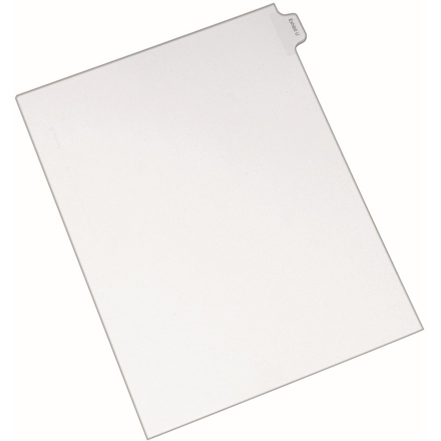 Avery® Index Divider - 25 x Divider(s) - Side Tab(s) - Exhibit U - 1 Tab(s)/Set - 8.5" Divider Width x 11" Divider Length - Legal - 8.50" Width x 11" Length - White Paper Divider - 20% Recycled - 1