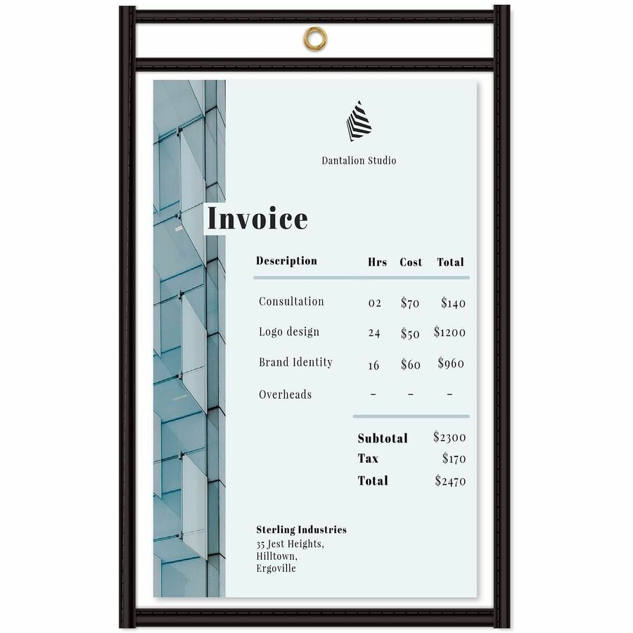 C-Line Products CLI46058 Stitched Plastic Ticket Holder 5x8 Clear 25/Box