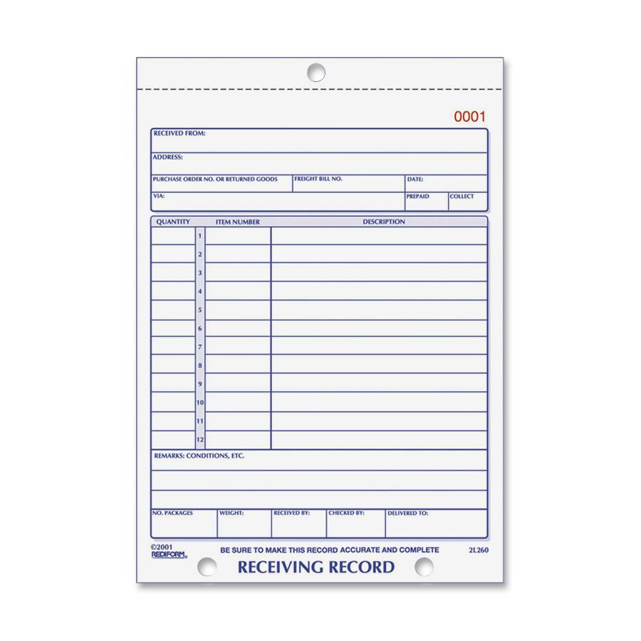 Rediform Carbonless Receiving Record Slip Book