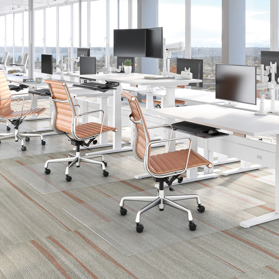 Deflecto Economat for Carpet - Carpeted Floor - 53" (1346.20 mm) Length x 45" (1143 mm) Width - Lip Size 12" (304.80 mm) Length x 25" (635 mm) Width - Vinyl - Clear - Carpet Chair Mats - DEFCM11232