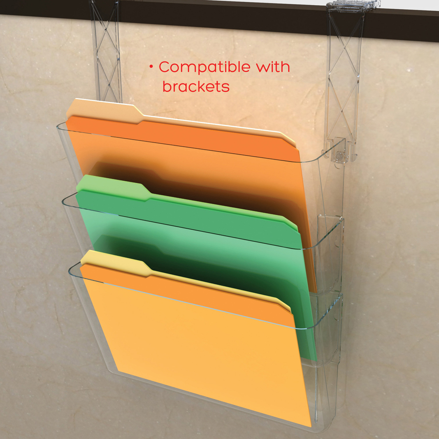 Deflecto Stackable DocuPocket for Partition Walls - 3 Pocket(s) - 3 Compartment(s) - 7" Height x 13" Width x 4" Depth - Stackable - Clear - 3 / Set = DEF73601RT