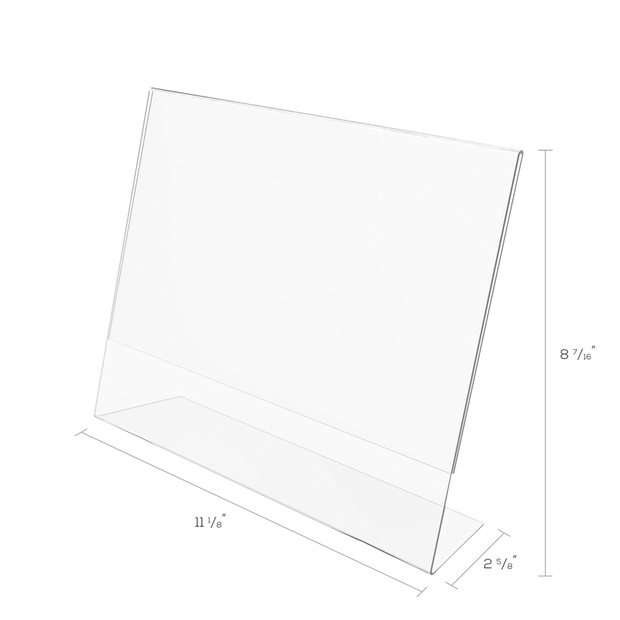 Deflecto Classic Image Slanted Sign Holder - 1 Each - 11" (279.40 mm) Width x 8.50" (215.90 mm) Height - Rectangular Shape - Side-loading, Self-standing - Plastic - Clear = DEF66701