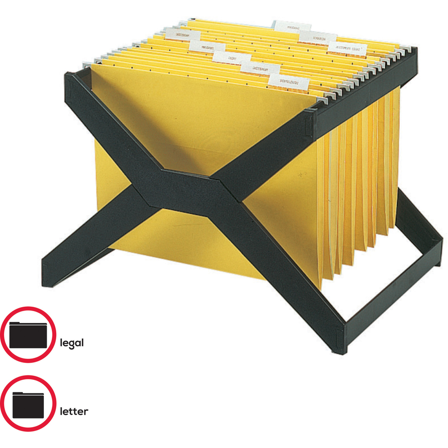 Deflecto X-Rack For Hanging Files - Letter/Legal - 25 File Capacity - Plastic - Black - 1 Each - File Rails/Frames - DEFXR206