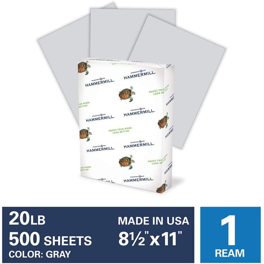 Hammermill Paper for Copy 8.5x11 Laser, Inkjet Copy & Multipurpose Paper - Gray - Recycled - 30% - Letter - 8 1/2" x 11" - 20 lb Basis Weight - Smooth - 500 / Ream - SFI - Copy & Multi-Use Coloured Paper - HAM102889