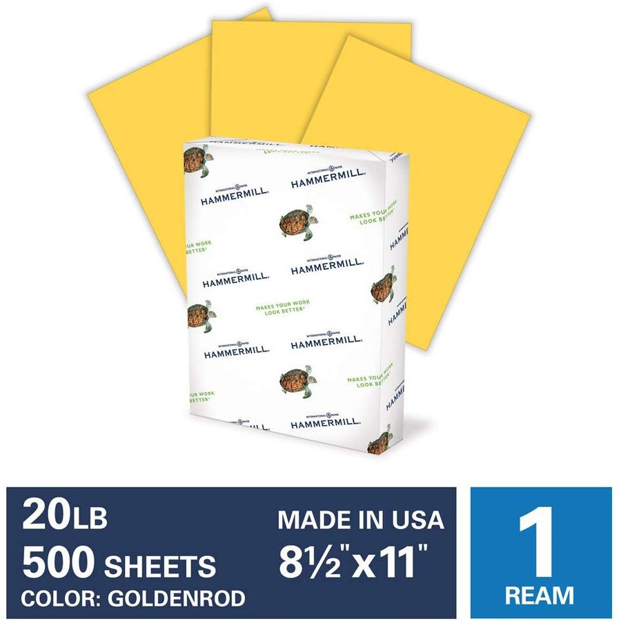 Hammermill Recycled Colored Paper, 20lb, 8-1/2 x 11, Goldenrod, 500