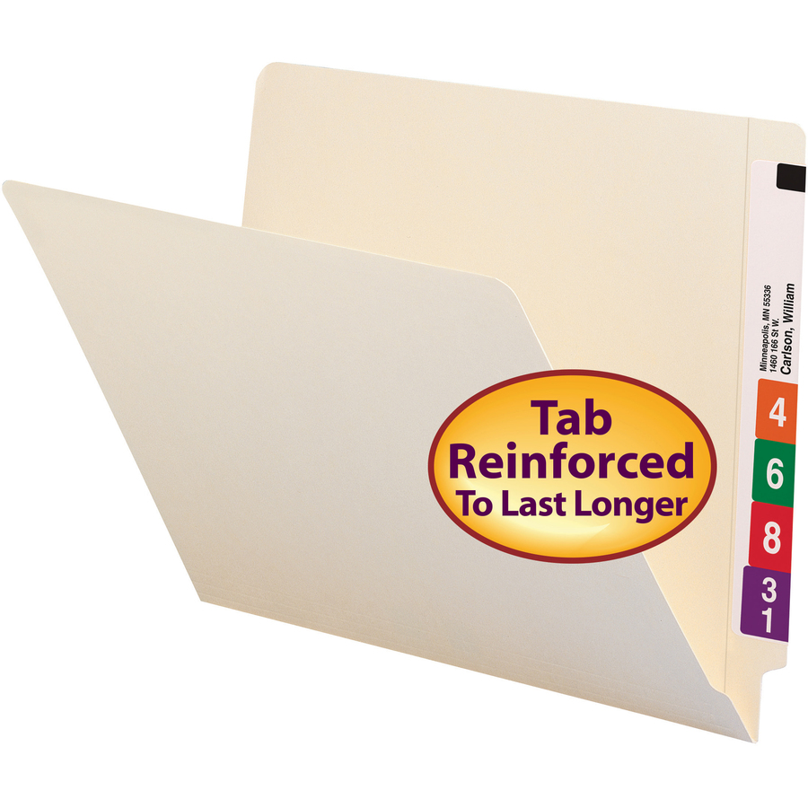 Smead Straight Tab Cut Letter Recycled End Tab File Folder - 8 1/2" x 11" - 3/4" Expansion - Manila - 10% Recycled - 100 / Box
