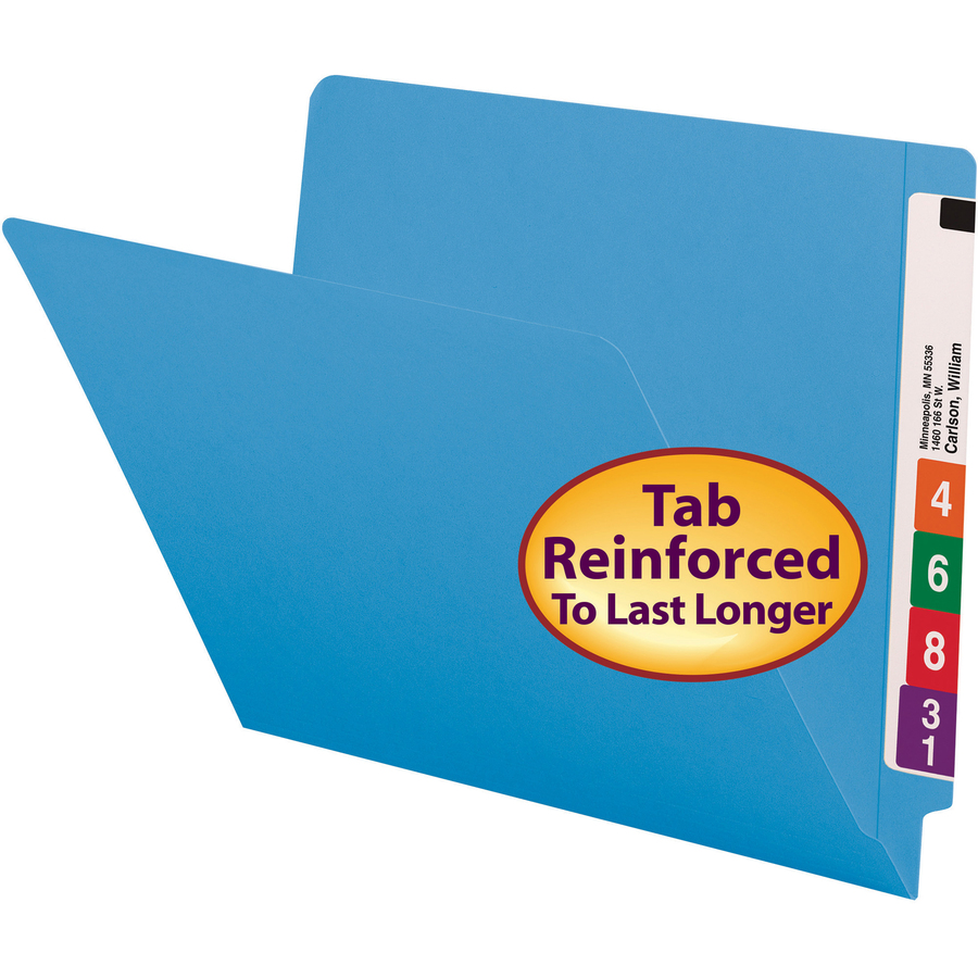 Smead Shelf-Master Straight Tab Cut Letter Recycled End Tab File Folder - 8 1/2" x 11" - 3/4" Expansion - Blue - 10% Recycled - 100 / Box - End Tab Folders - SMD25010