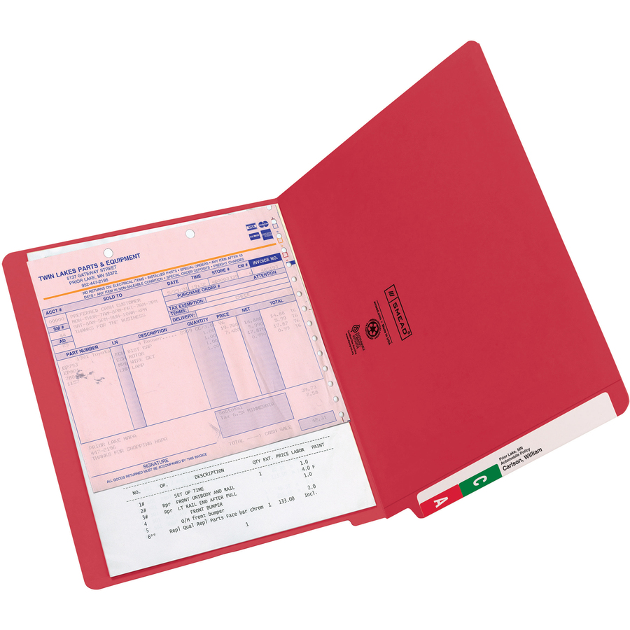 Smead Shelf-Master Straight Tab Cut Letter Recycled End Tab File Folder - 8 1/2" x 11" - 3/4" Expansion - Red - 10% Recycled - 100 / Box - End Tab Folders - SMD25710