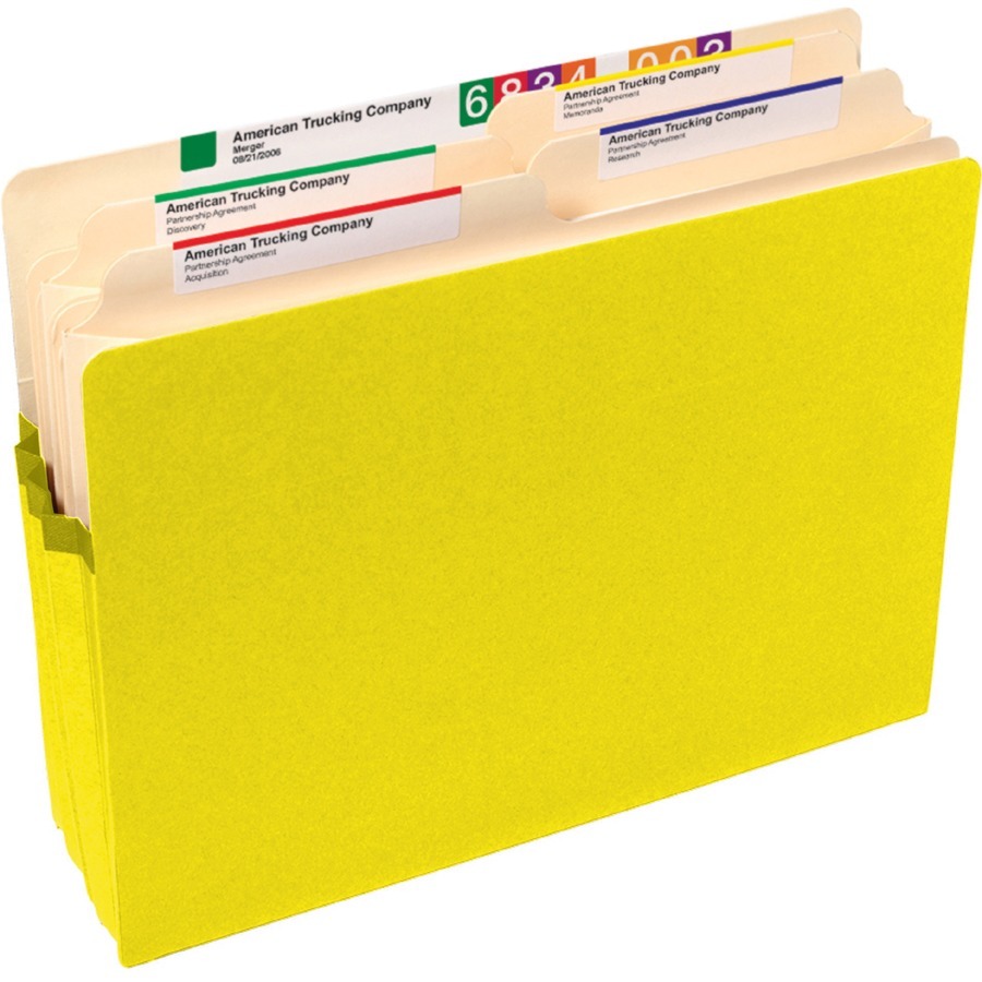 Smead Straight Tab Cut Letter Recycled File Pocket - 8 1/2" x 11" - 1 3/4" Expansion - Top Tab Location - Manila - Yellow - 10% Recycled - 1 Each