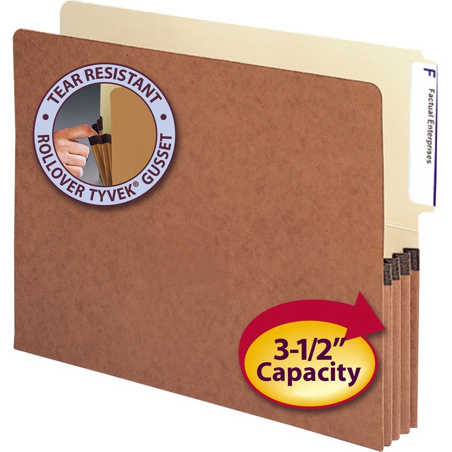 Smead Letter Recycled File Pocket - 8 1/2" x 11" - 3 1/2" Expansion - Top Tab Location - Redrope - Redrope - 30% Recycled - 10 / Box