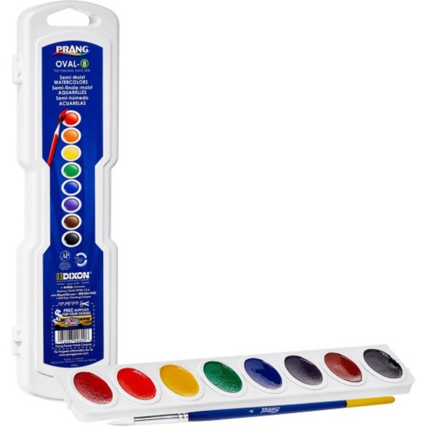 Prang Oval Semi-Moist Watercolour Set - 8 Assorted Colours - Watercolour Paint - DIX00800