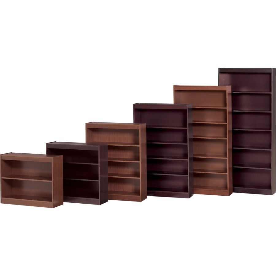 Lorell Panel End Hardwood Veneer Bookcase - 36" x 12" x 72" - 6 x Shelf(ves) - 660 lb Load Capacity - Mahogany - Laminate - Wood - Assembly Required