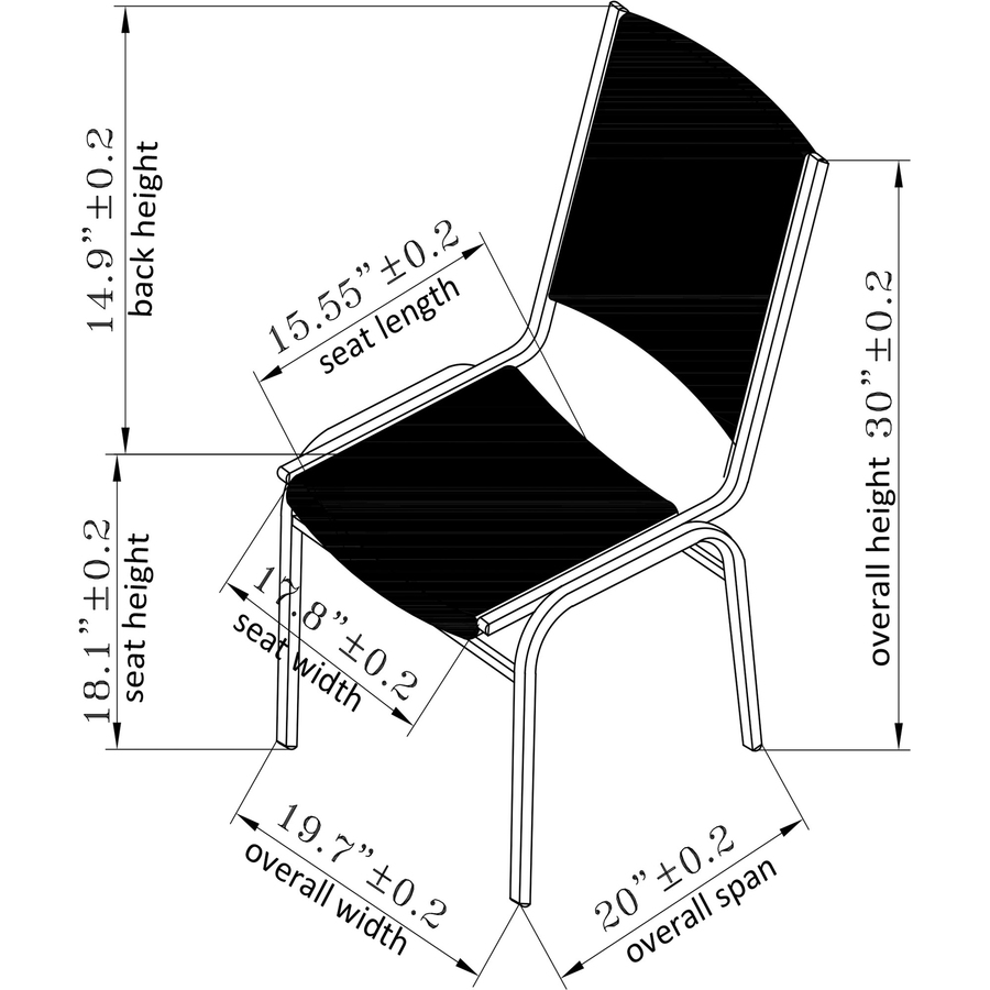 Lorell Padded Armless Stacking Chairs - Black Vinyl Seat - Vinyl Back - Steel Frame - Black - Steel, Vinyl - 4 / Carton = LLR62502