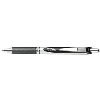 EnerGel EnerGel RTX Liquid Gel Pen - Medium Pen Point - 0.7 mm Pen Point Size - Refillable - Retractable - Black Gel-based Ink - Silver Barrel - Metal Tip - 1 Each