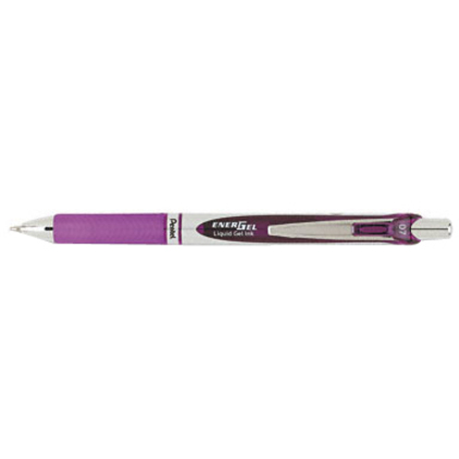 EnerGel EnerGel RTX Liquid Gel Pen - Medium Pen Point - 0.7 mm Pen Point Size - Refillable - Retractable - Violet Gel-based Ink - Silver Barrel - Metal Tip - 1 Each