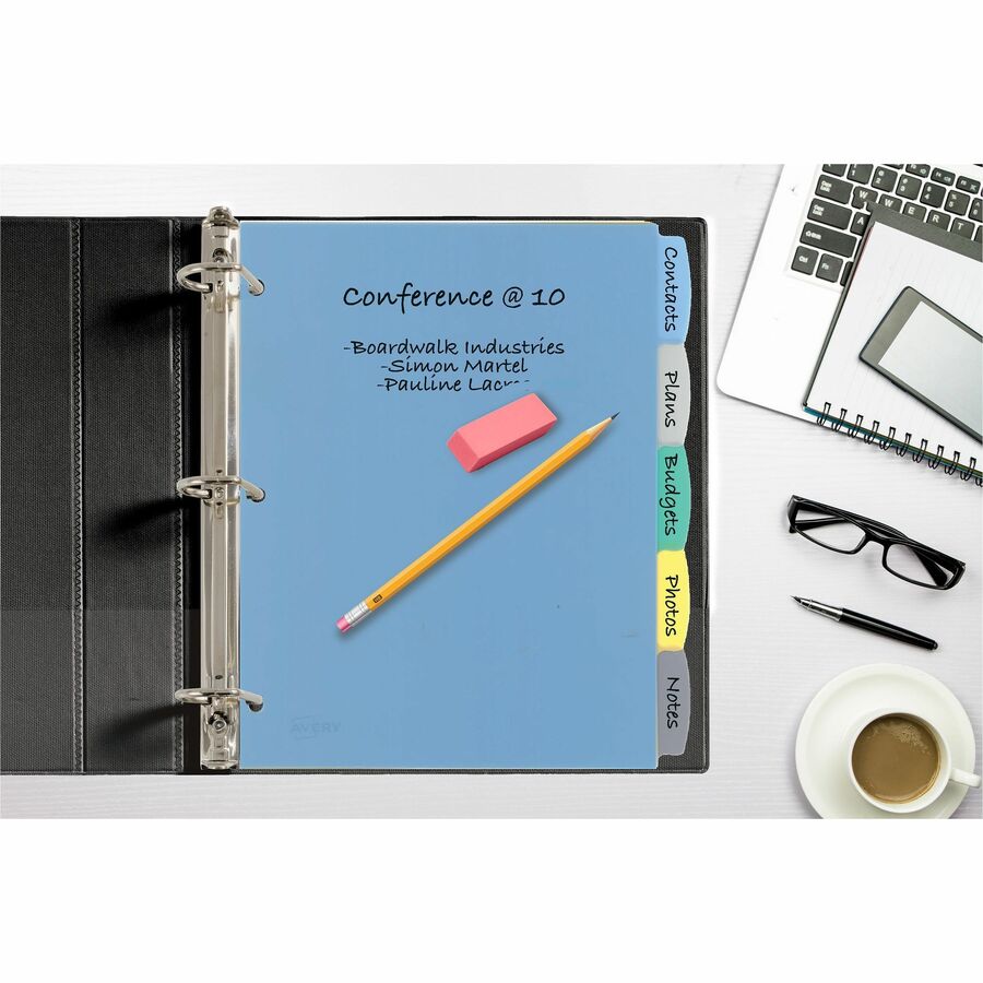 Avery® Big Tab Write & Erase Durable Dividers, 5 Multicolor Tabs - 5 x Divider(s) - 5 Write-on Tab(s) - 5 - 5 Tab(s)/Set - 8.50" Divider Width x 11" Divider Length - 3 Hole Punched - Multicolor Plastic Divider - Multicolor Plastic Tab(s) - 5 / Set - Index Dividers - AVE16170
