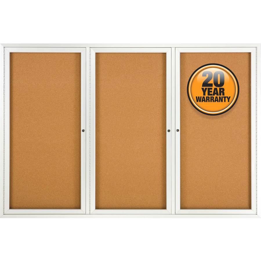 Quartet Enclosed Bulletin Board for Indoor Use - 48" (1219.20 mm) Height x 72" (1828.80 mm) Width - Brown Natural Cork Surface - Hinged, Self-healing, Shatter Proof, Rounded Corner, Durable - Silver Aluminum Frame - 1 Each - Cork/Fabric Bulletin Boards - QRT23670