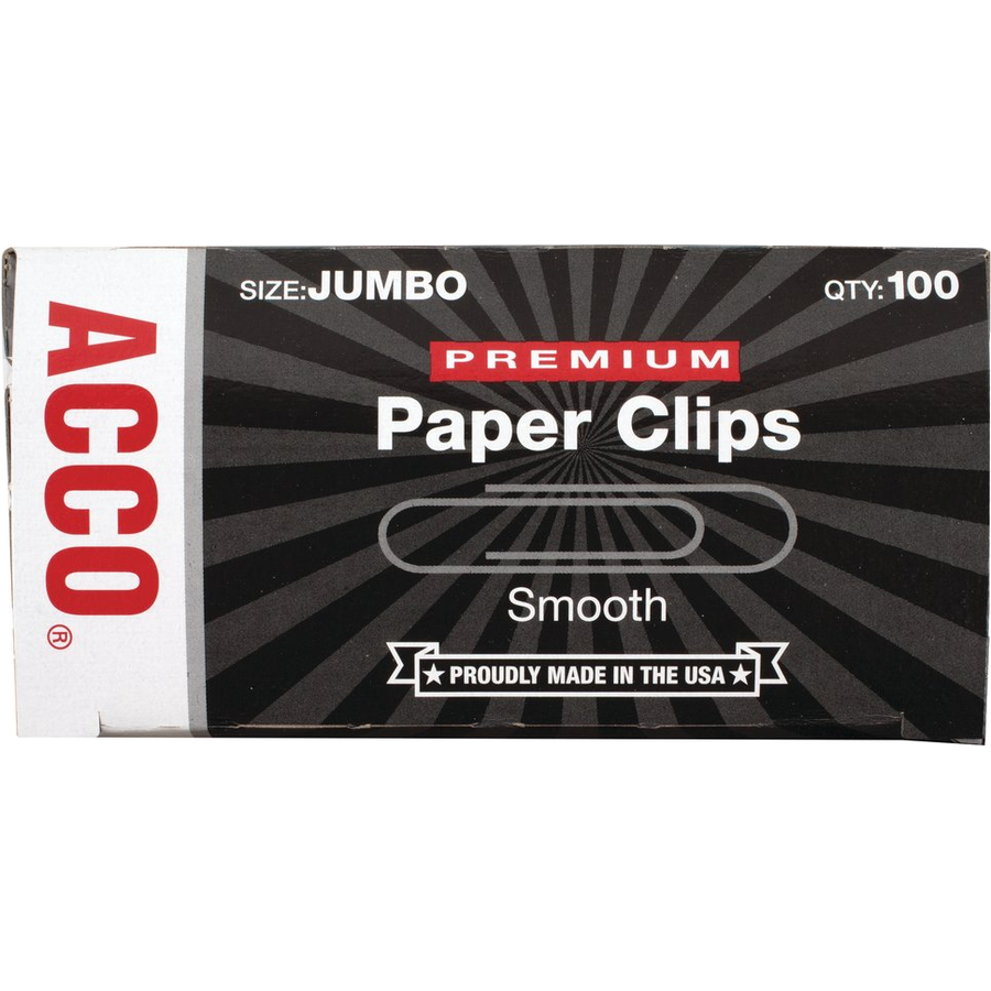 Wilson Jones Premium Jumbo Smooth Paper Clips - Jumbo - 2.3" Width - 1.88" Size Capacity - 20 Sheet Capacity - Corrosion Resistant, Galvanized, Long Lasting - 1000 / Pack - Silver - Metal