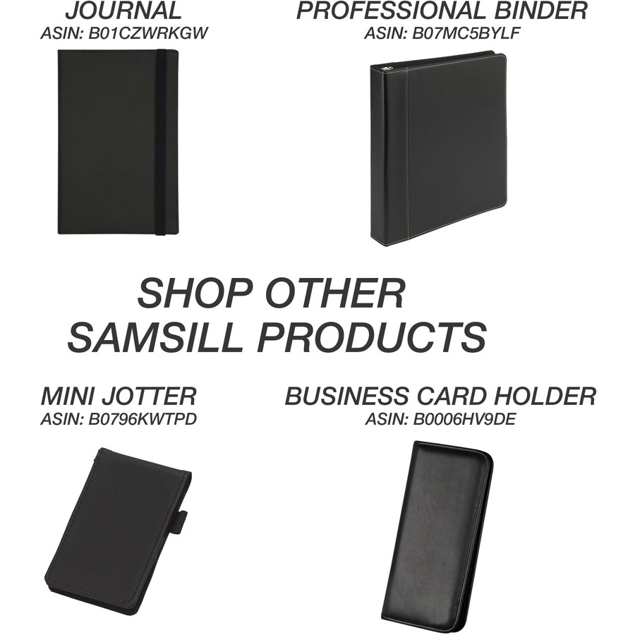 Samsill Letter Pad Folio - 8 1/2" x 11" - 3 Fastener(s) - 1" Fastener Capacity for Folder - 2 Exterior, Internal Pocket(s) - Vinyl, Metal - Black - 1 Each