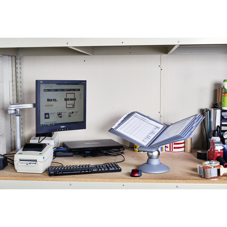 DURABLE Sherpa Motion Desk Reference System - Desktop - 10 Panels - Support Letter 8.50" (215.90 mm) x 11" (279.40 mm) Media - Non Expandable - Graphite Smoke - Plastic - 1 Each - Catalog Racks - DBL553937