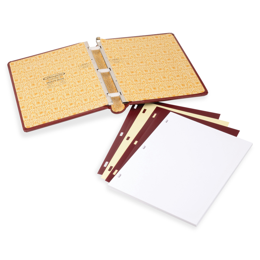 Wilson Jones Minute Book - 125 Sheet(s) - 28 lb - Sewn Bound - Letter - 8.50" x 11" Sheet Size - Red Cover - 1 Each