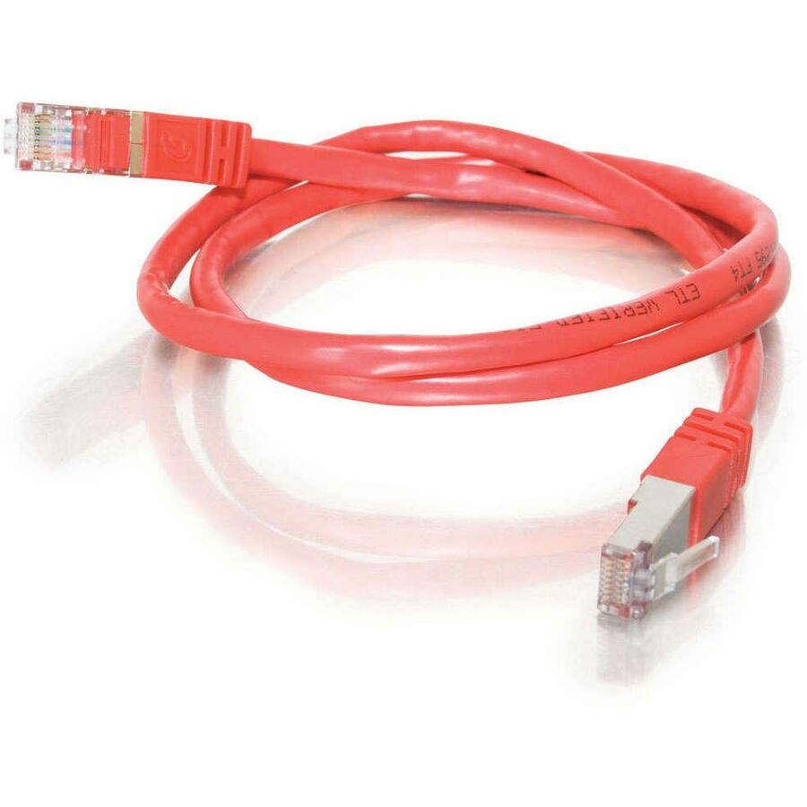 C2G-100ft Cat5e Molded Shielded (STP) Network Patch Cable - Red