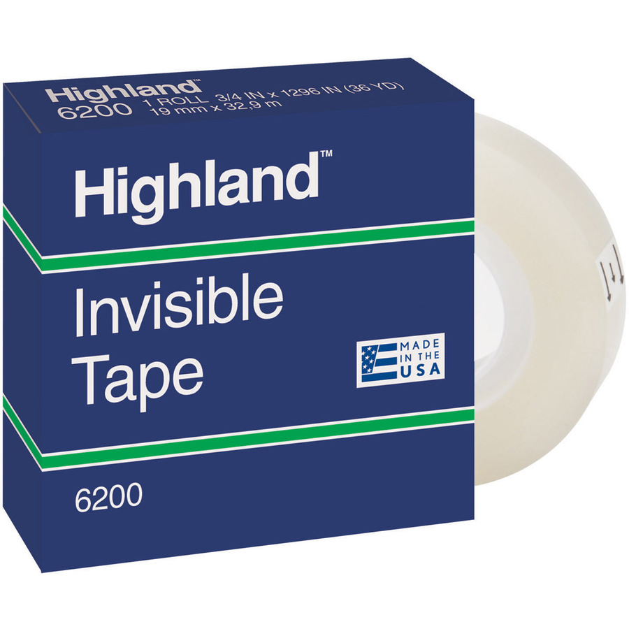 Highland 3/4"W Matte-finish Invisible Tape - 27.78 yd Length x 0.75" Width - 1" Core - For Mending, Holding, Splicing - 6 / Pack - Matte - Clear