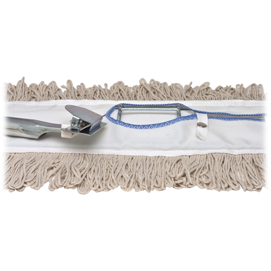 Genuine Joe Dust Mop Complete Combo - 24" (609.60 mm) Cotton Head - 60" (1524 mm) x 0.94" (23.81 mm) Wood Handle - Swivel Head, Lightweight, Chrome Plated, Absorbent, Rust Resistant, Reinforced, Refillable - 1 Each = GJO54101