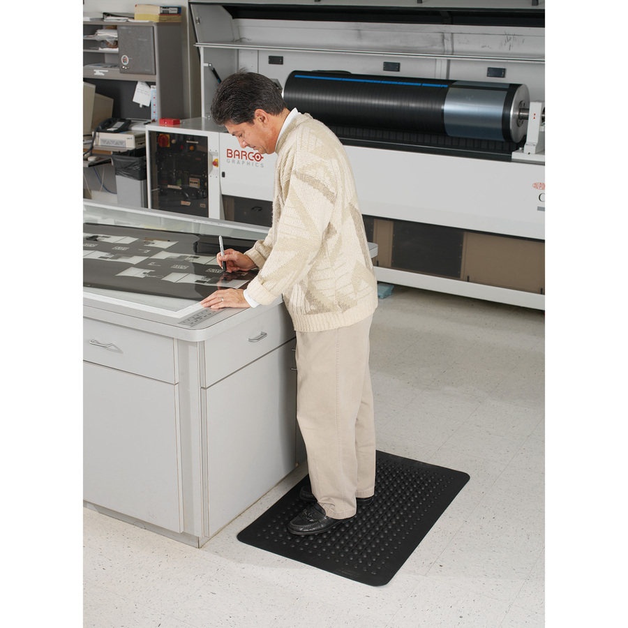 Genuine Joe Anti-Fatigue Floor Mats, Marble Top, 24 Width x 36 Depth x  0.50 Thickness - Gray 