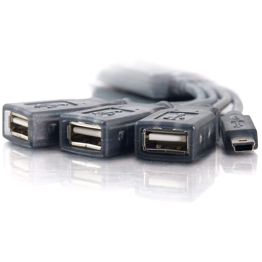 C2G 11in 4-Port USB 2.0 Hub Cable - Gray