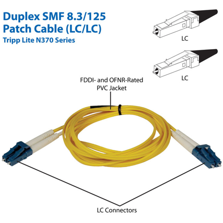 Tripp Lite by Eaton 1M Duplex Singlemode 9/125 Fiber Optic Patch Cable LC/LC 3' 3ft 1 Meter