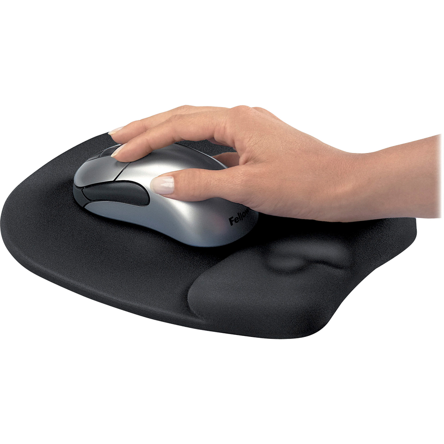 Fellowes Memory Foam Mouse Pad/Wrist Rest- Black - 1" x 7.94" x 9.25" Dimension - Black - Memory Foam - Wear Resistant, Tear Resistant, Skid Proof - 1 Pack