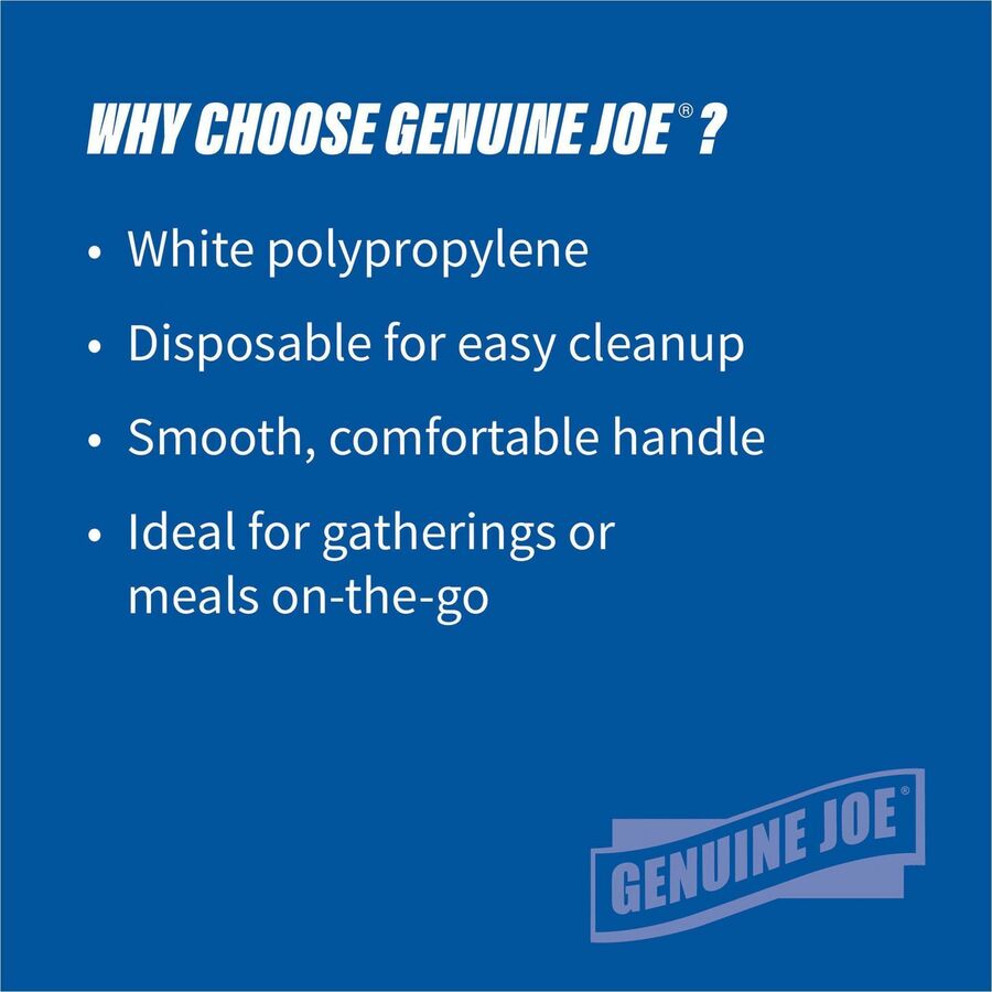Genuine Joe Medium-weight Cutlery - 1000/Carton - Polypropylene - White - Cutlery - GJO20001