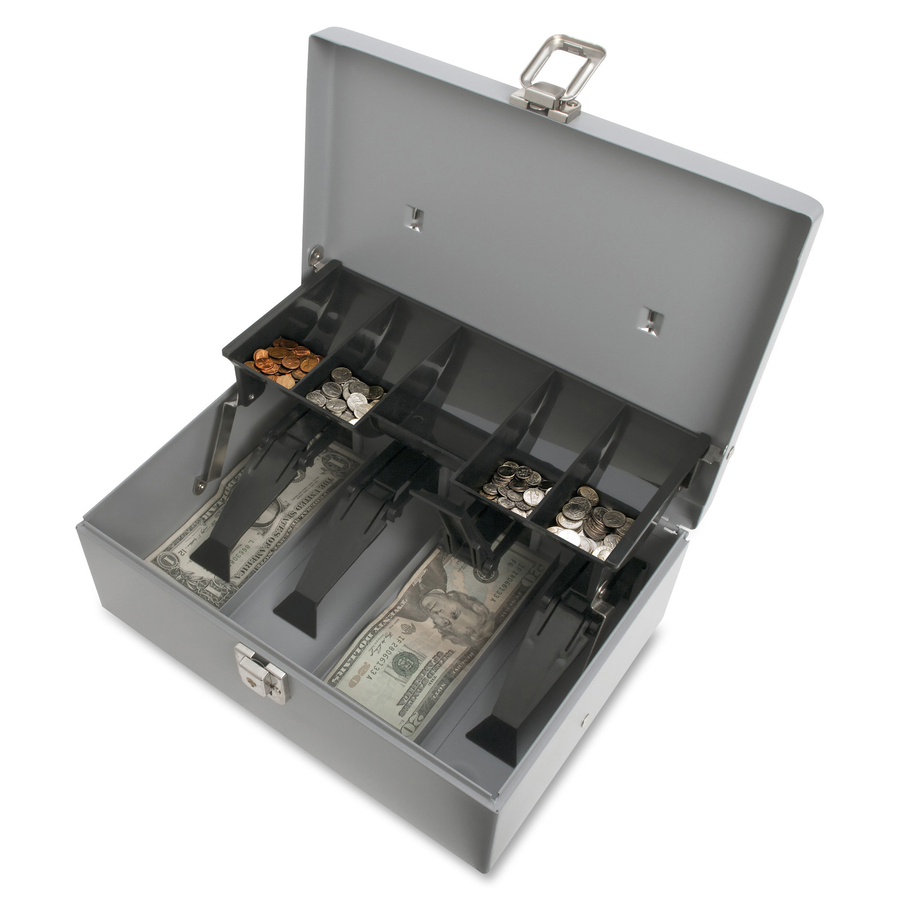 Sparco Controller Cash Box - 5 Coin - Gray - 3.4" Height x 11.4" Width x 7.5" Depth