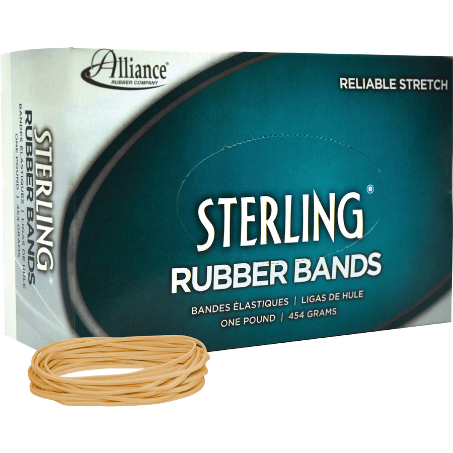 Alliance Rubber 24195 Sterling Rubber Bands - Size #19 - Approx. 1700 Bands - 3 1/2" x 1/16" - Natural Crepe - 1 lb Box