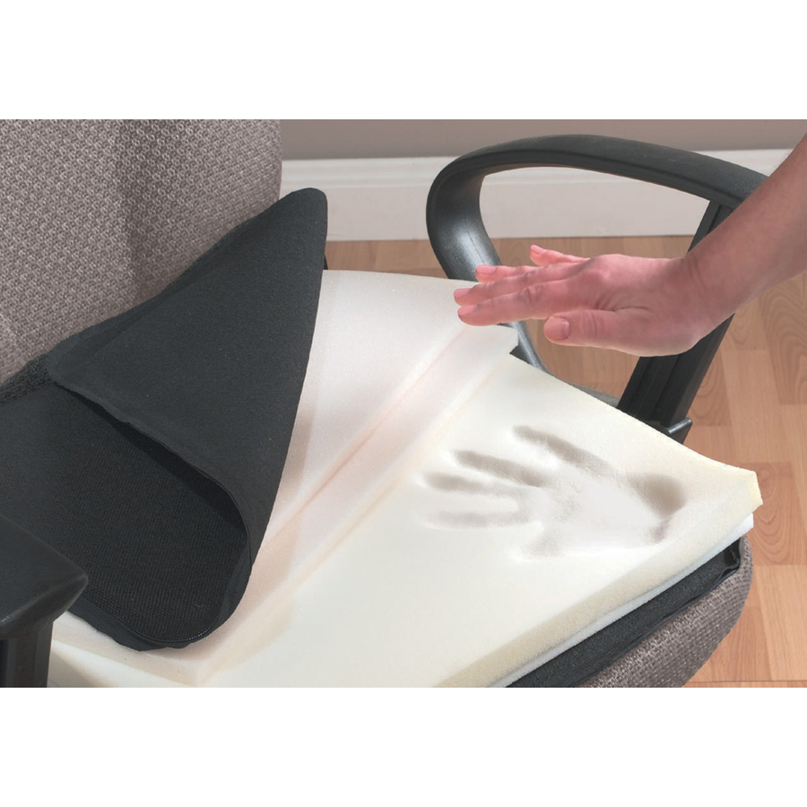 The ComfortMakers Deluxe Seat/Back Cushion - Hook Mount - Black - Polyurethane, Memory Foam - 1 Each