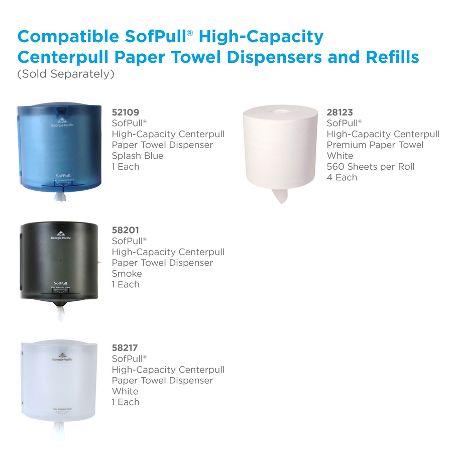SofPull Centerpull High-Capacity Paper Towels - 15" x 7.80" - 560 Sheets/Roll - White - Paper - 4 / Carton