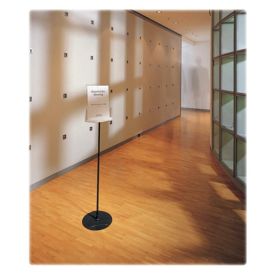 DURABLE Floor Model Sign Holder - 60" (1524 mm) Height x 11" (279.40 mm) Width x 11" (279.40 mm) Depth - Acrylic - Gray - Signs & Sign Holders - DBL558957