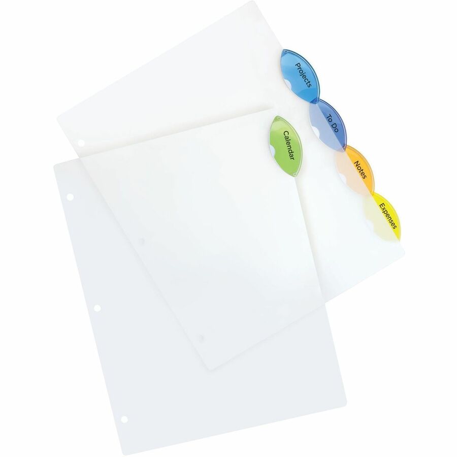 Avery® Plastic Binder Dividers, Insertable Multicolor Style Edge 5-tabs - 5 x Divider(s) - 5 Tab(s) - 5 - 5 Tab(s)/Set - 8.50" Divider Width x 11" Divider Length - 3 Hole Punched - Translucent Plastic Divider - Multicolor Plastic Tab(s) - Index Dividers - AVE11200