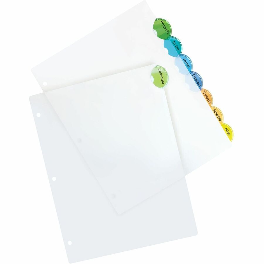 Avery® Style Edge Insertable Dividers - 8 x Divider(s) - 8 - 8 Tab(s)/Set - 8.50" Divider Width x 11" Divider Length - 3 Hole Punched - Translucent Plastic Divider - Multicolor Plastic Tab(s) - 8 / Set = AVE11201